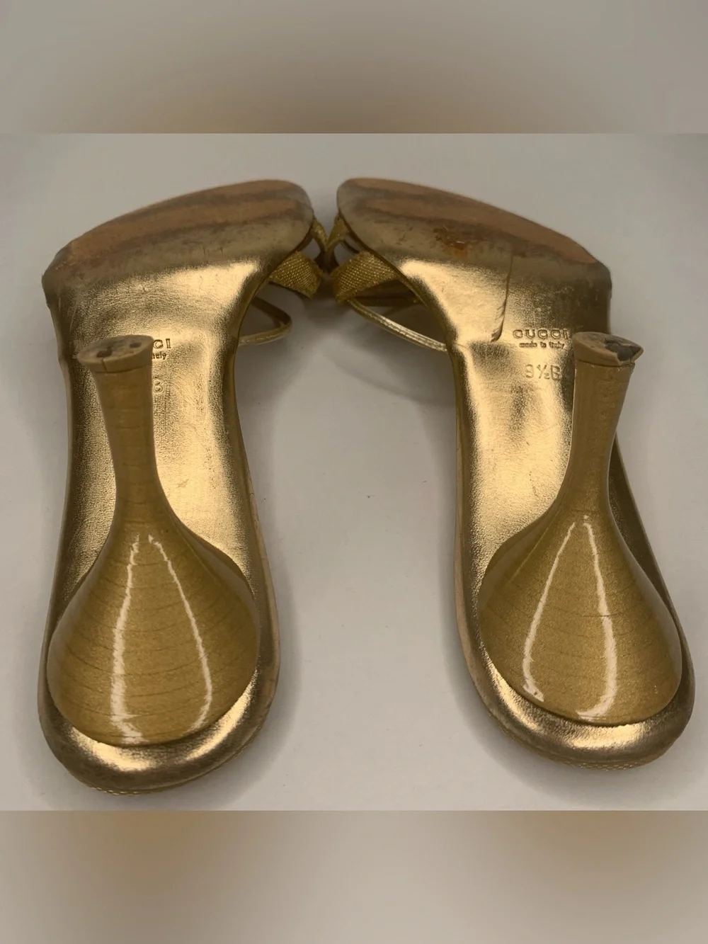 Gucci Metallic Gold Strappy Slip-On Mules - Picture 8 of 8